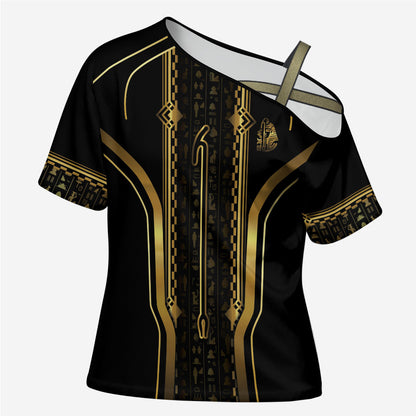 Personalized Egypt Was Sceptre Cross Shoulder Shirt Gold Pharaoh Patterns