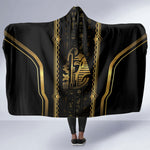 Egypt Was Sceptre Hooded Blanket Gold Pharaoh Patterns