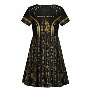 Personalized Egypt Was Sceptre Kid Short Sleeve Dress Gold Pharaoh Patterns