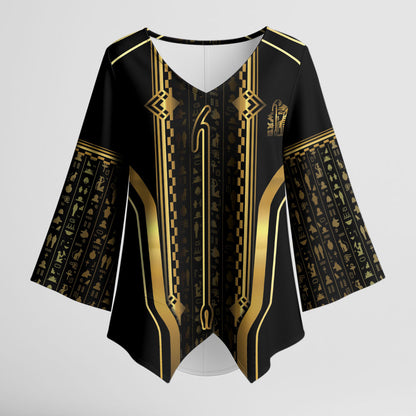 Personalized Egypt Was Sceptre Kimono Sleeve Blouse Gold Pharaoh Patterns