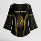 Personalized Egypt Was Sceptre Kimono Sleeve Blouse Gold Pharaoh Patterns