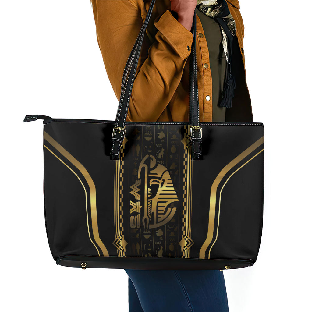 Egypt Was Sceptre Leather Tote Bag Gold Pharaoh Patterns