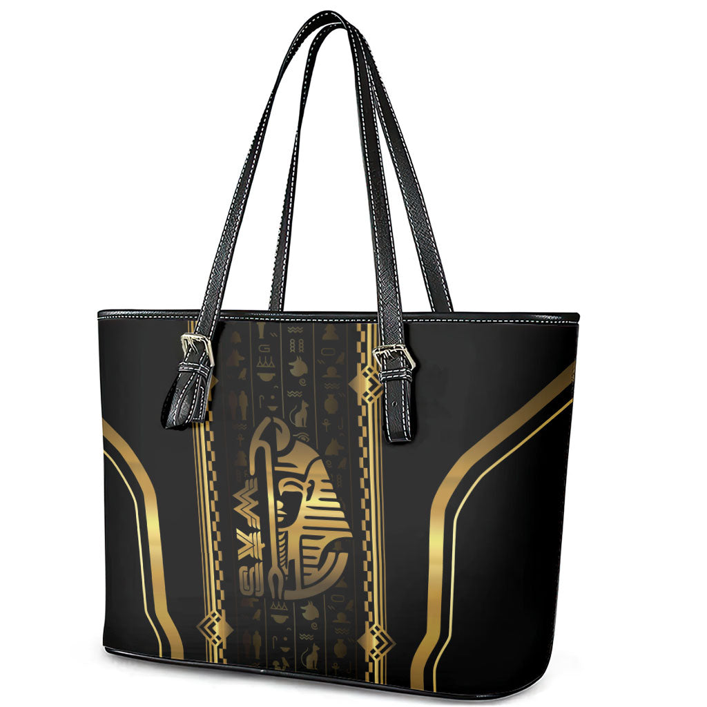 Egypt Was Sceptre Leather Tote Bag Gold Pharaoh Patterns
