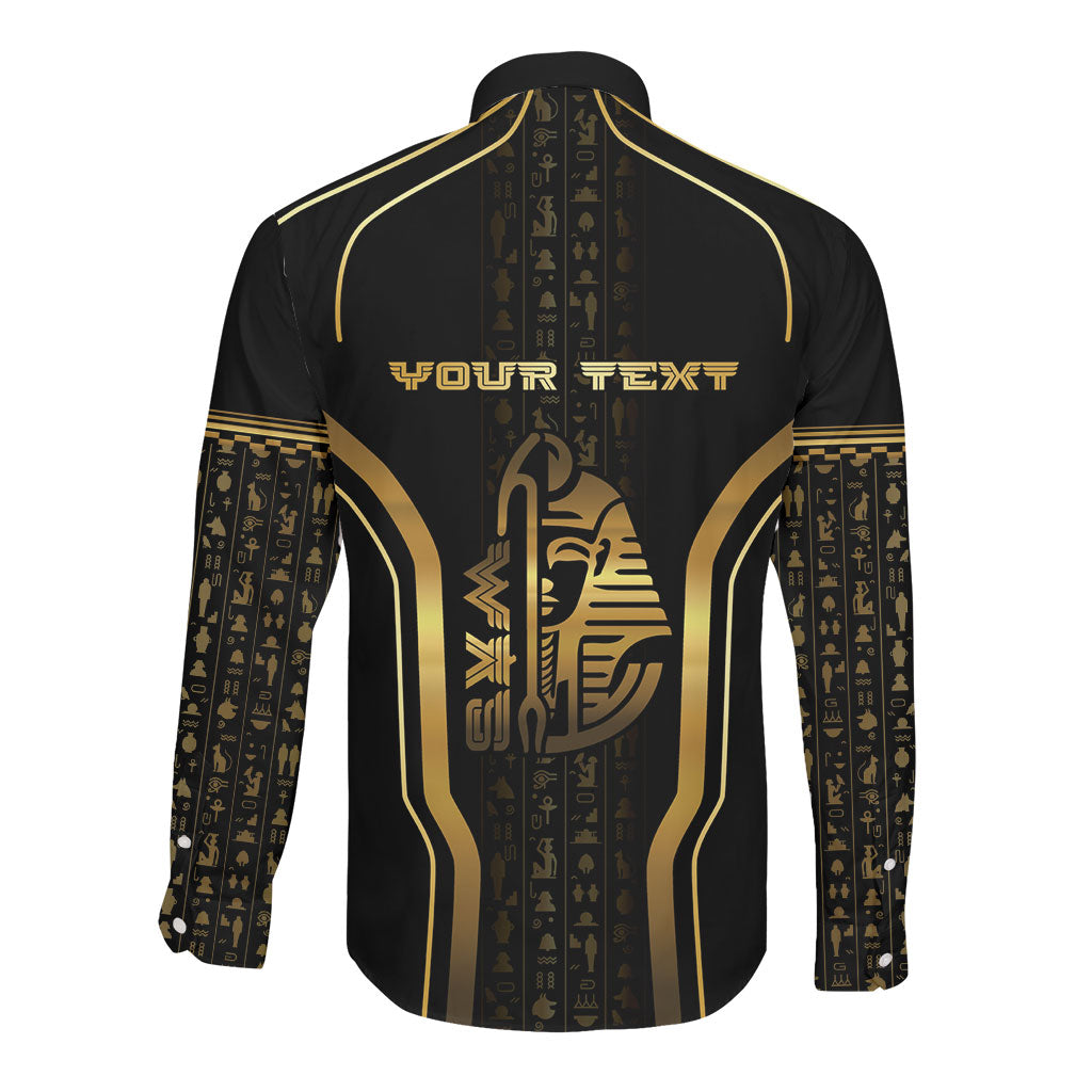Personalized Egypt Was Sceptre Long Sleeve Button Shirt Gold Pharaoh Patterns