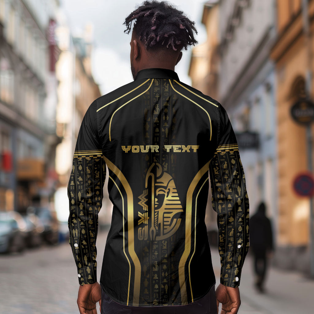 Personalized Egypt Was Sceptre Long Sleeve Button Shirt Gold Pharaoh Patterns