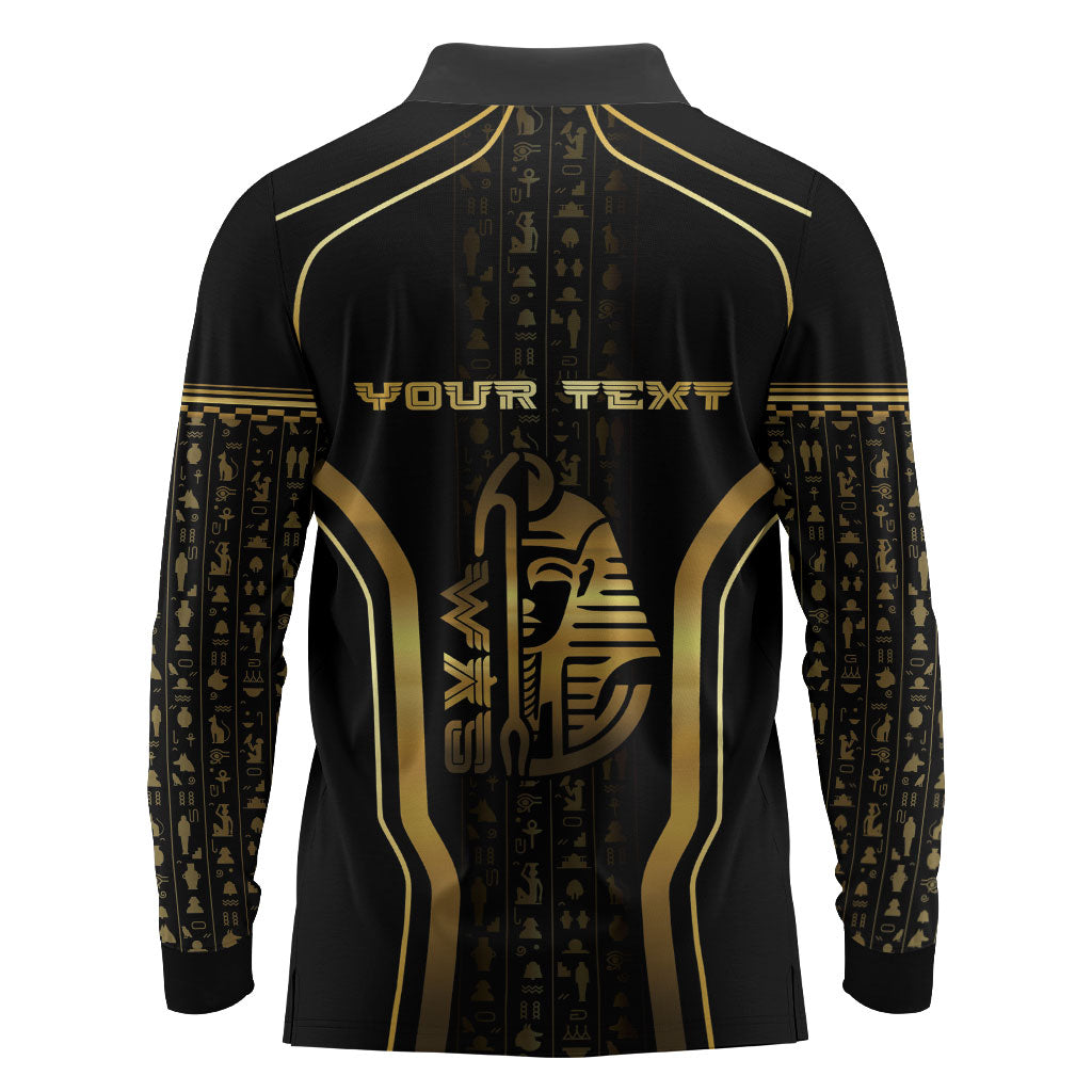 Personalized Egypt Was Sceptre Long Sleeve Polo Shirt Gold Pharaoh Patterns