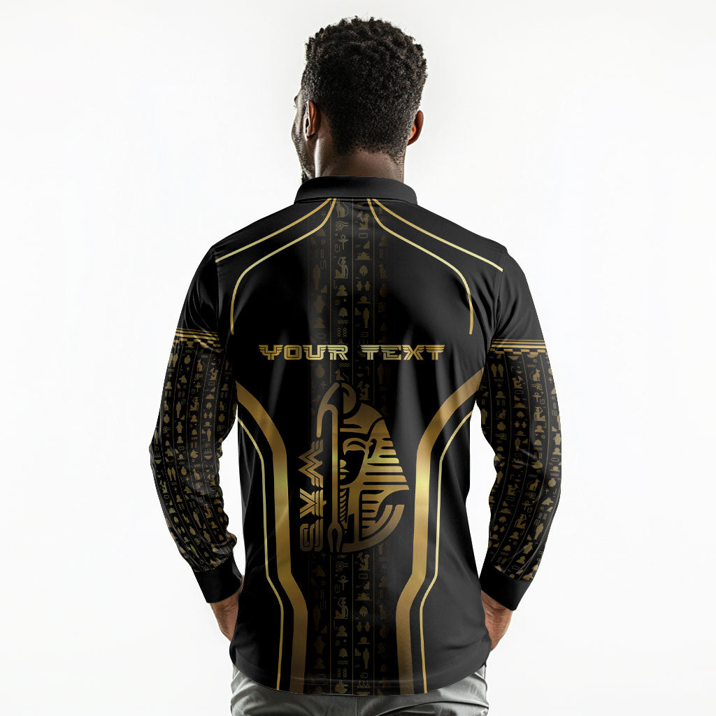 Personalized Egypt Was Sceptre Long Sleeve Polo Shirt Gold Pharaoh Patterns