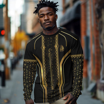 Personalized Egypt Was Sceptre Long Sleeve Shirt Gold Pharaoh Patterns