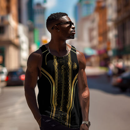 Personalized Egypt Was Sceptre Men Tank Top Gold Pharaoh Patterns