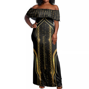 Personalized Egypt Was Sceptre Off Shoulder Maxi Dress Gold Pharaoh Patterns