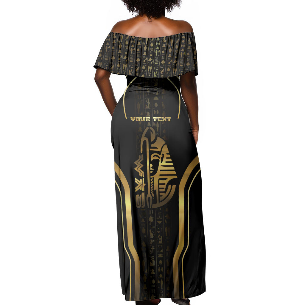 Personalized Egypt Was Sceptre Off Shoulder Maxi Dress Gold Pharaoh Patterns