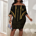 Personalized Egypt Was Sceptre Off Shoulder Short Dress Gold Pharaoh Patterns