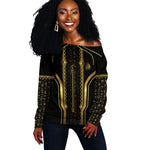 Personalized Egypt Was Sceptre Off Shoulder Sweater Gold Pharaoh Patterns