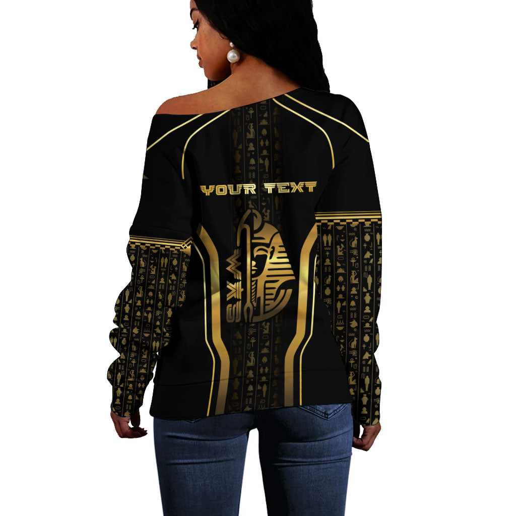 Personalized Egypt Was Sceptre Off Shoulder Sweater Gold Pharaoh Patterns