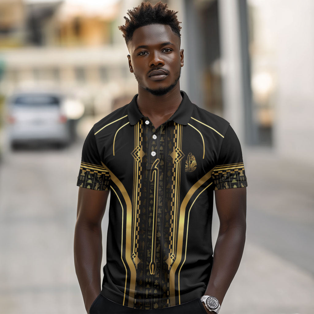 Personalized Egypt Was Sceptre Polo Shirt Gold Pharaoh Patterns