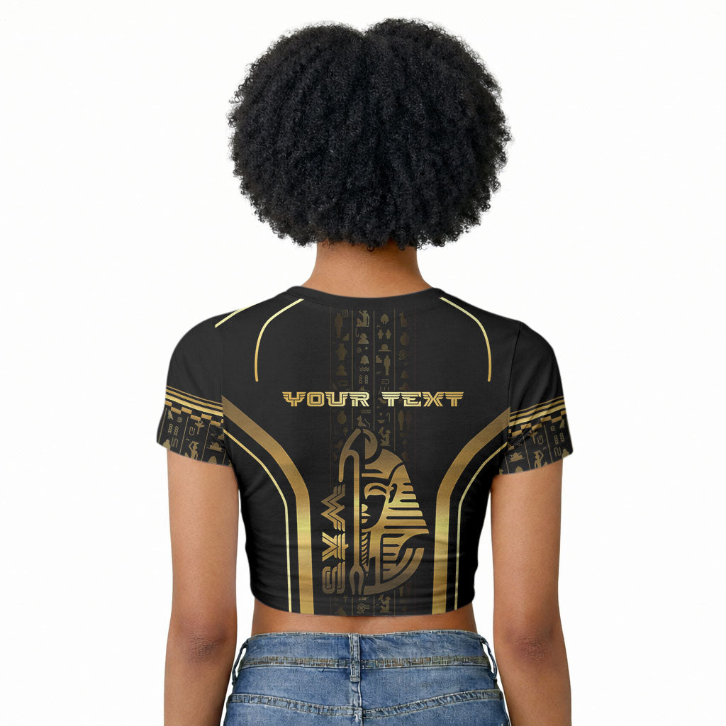 Personalized Egypt Was Sceptre Raglan Cropped T shirt Gold Pharaoh Patterns