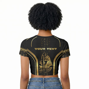 Personalized Egypt Was Sceptre Raglan Cropped T shirt Gold Pharaoh Patterns
