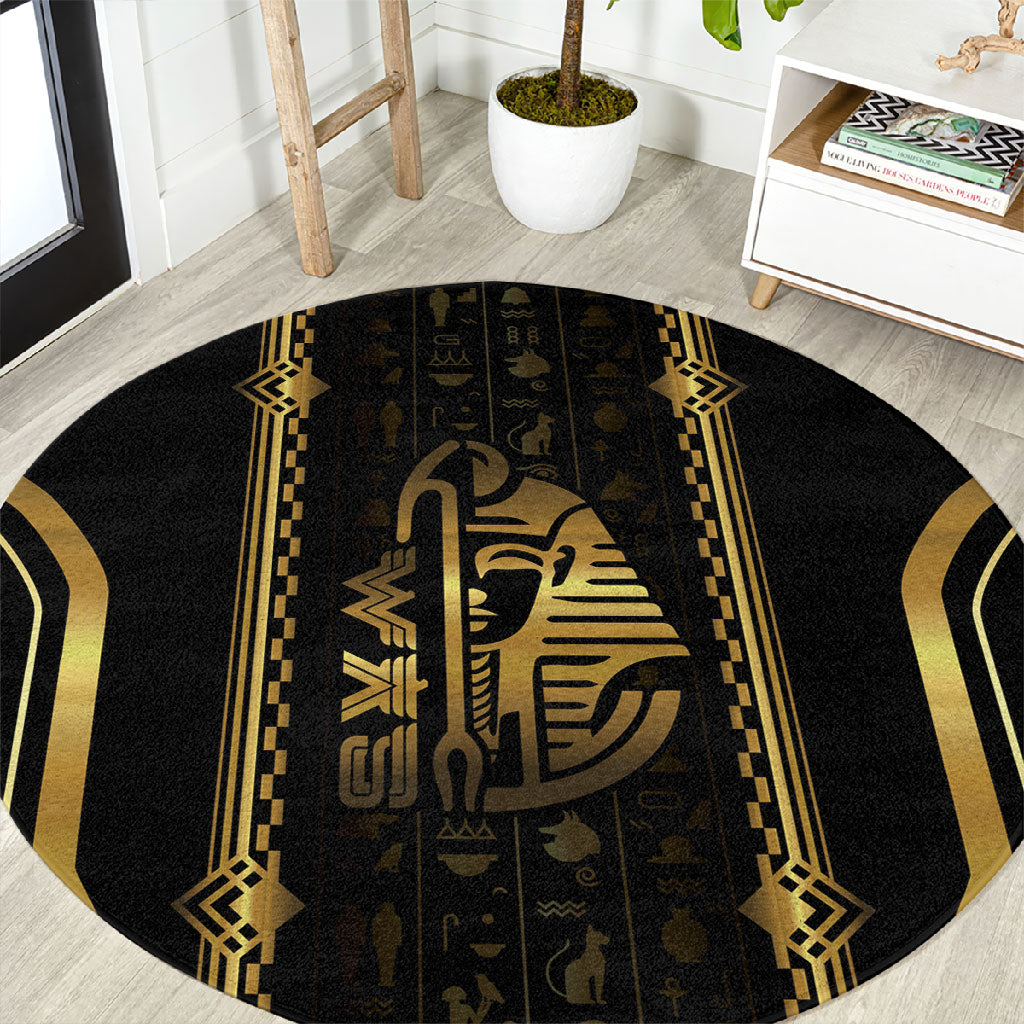 Egypt Was Sceptre Round Carpet Gold Pharaoh Patterns