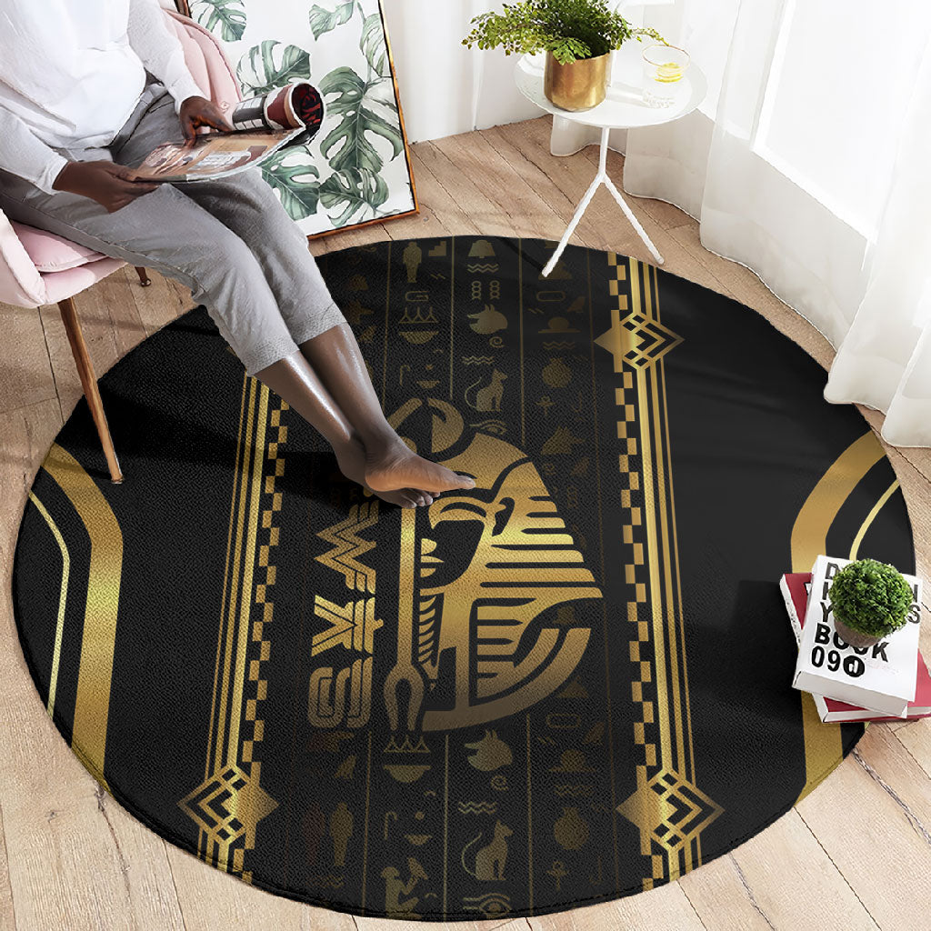 Egypt Was Sceptre Round Carpet Gold Pharaoh Patterns