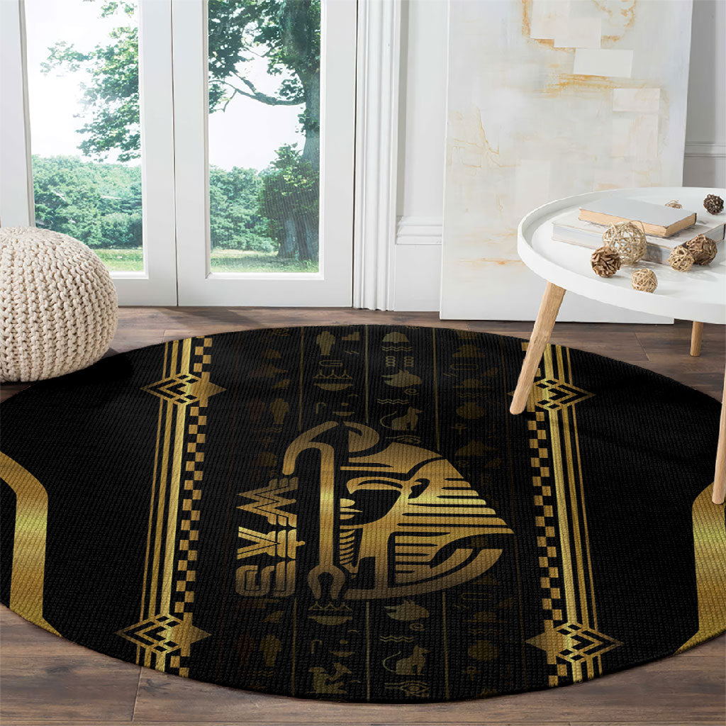 Egypt Was Sceptre Round Carpet Gold Pharaoh Patterns
