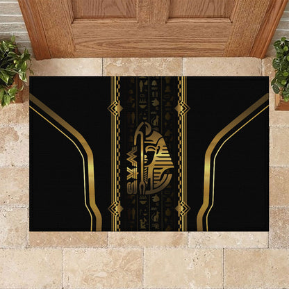 Egypt Was Sceptre Rubber Doormat Gold Pharaoh Patterns
