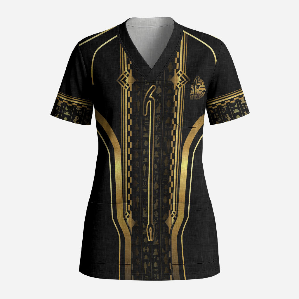 Personalized Egypt Was Sceptre Scrub Top Gold Pharaoh Patterns