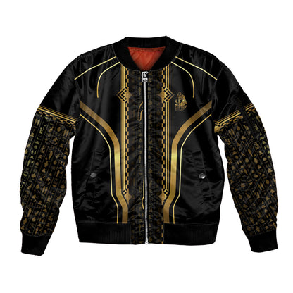 Personalized Egypt Was Sceptre Sleeve Zip Bomber Jacket Gold Pharaoh Patterns