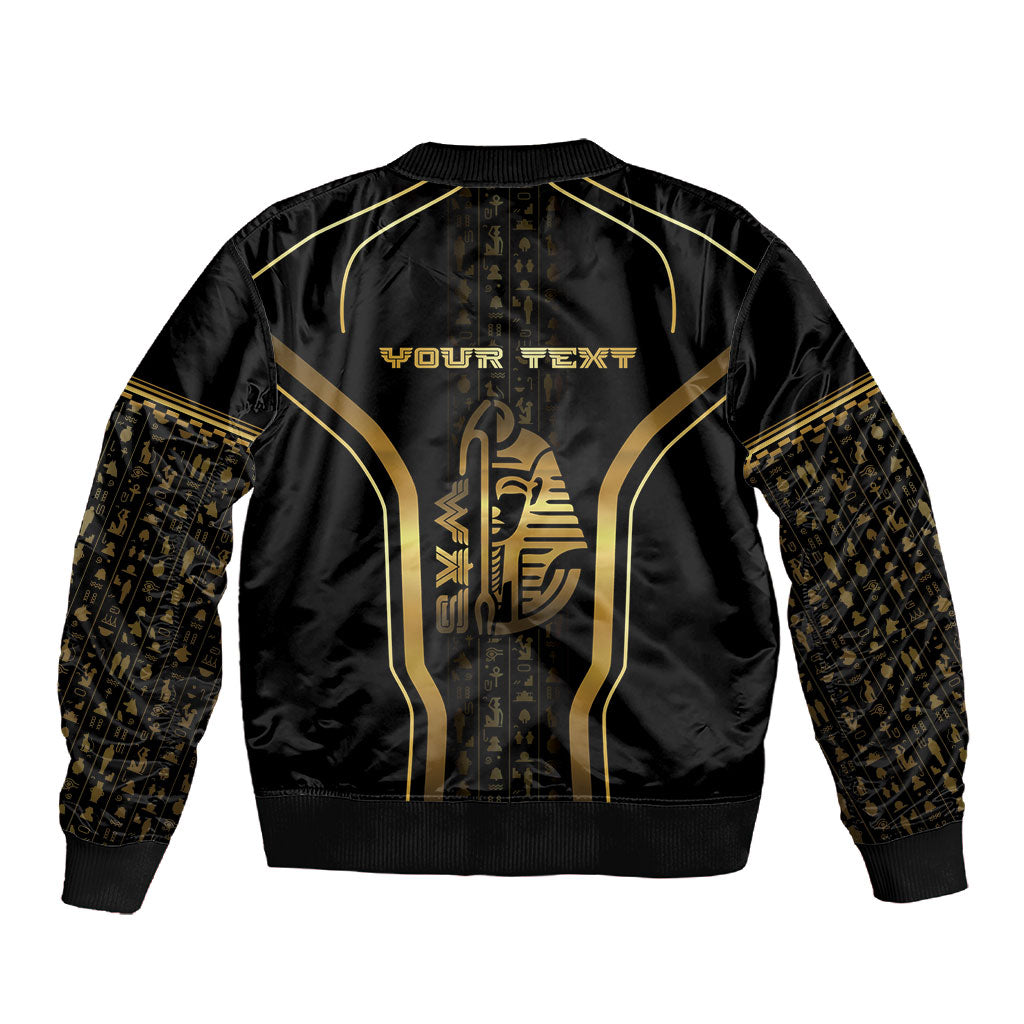 Personalized Egypt Was Sceptre Sleeve Zip Bomber Jacket Gold Pharaoh Patterns