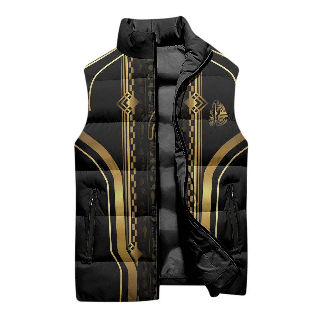 Personalized Egypt Was Sceptre Sleeveless Puffer Jacket Gold Pharaoh Patterns