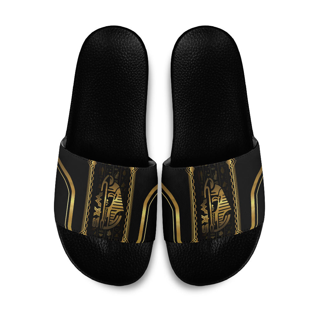 Egypt Was Sceptre Slide Sandals Gold Pharaoh Patterns