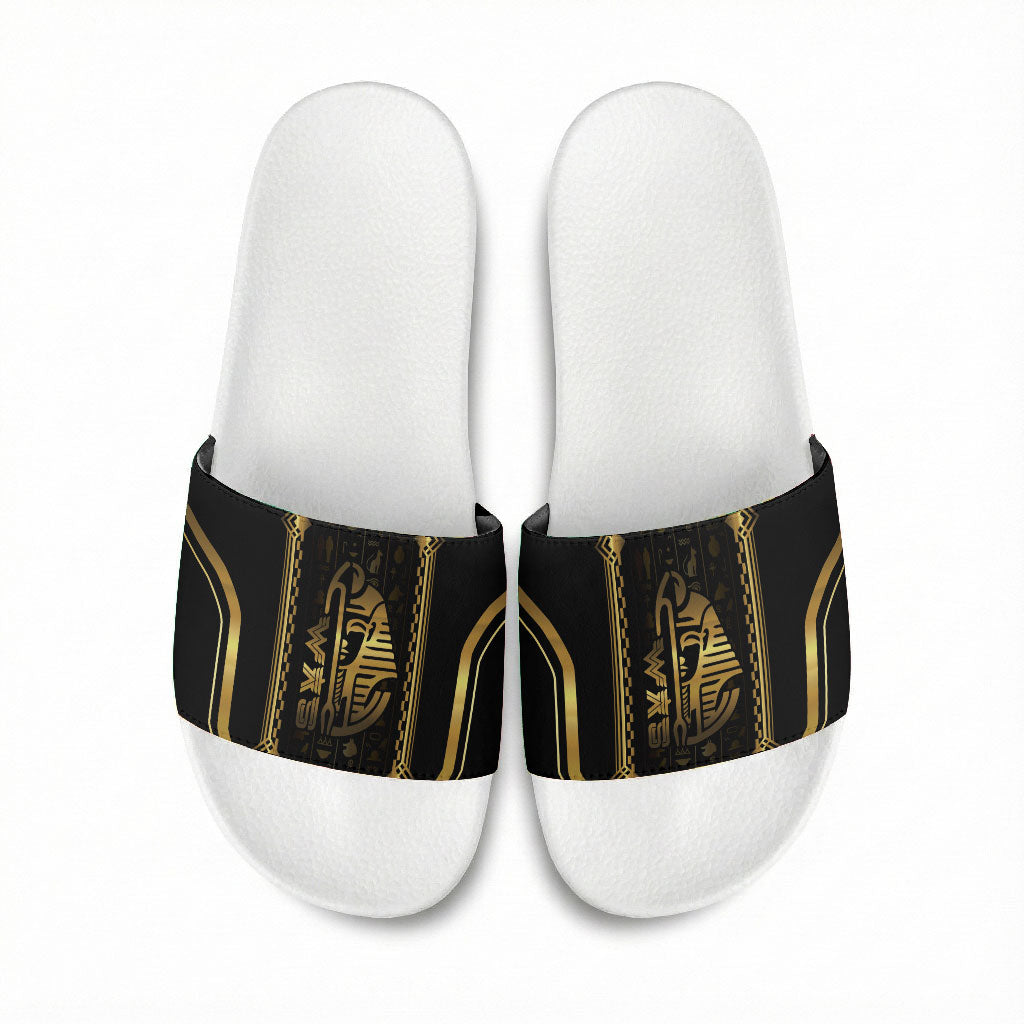 Egypt Was Sceptre Slide Sandals Gold Pharaoh Patterns
