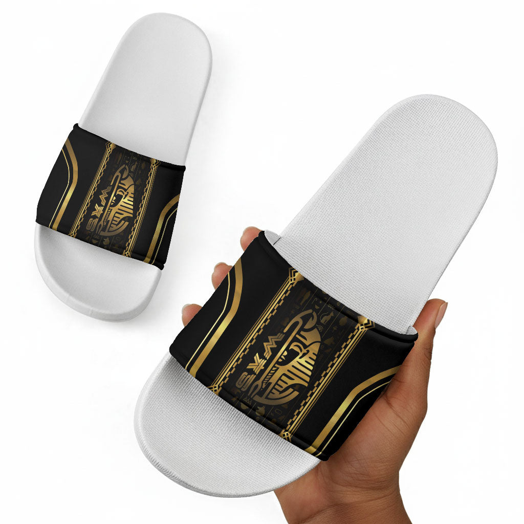 Egypt Was Sceptre Slide Sandals Gold Pharaoh Patterns