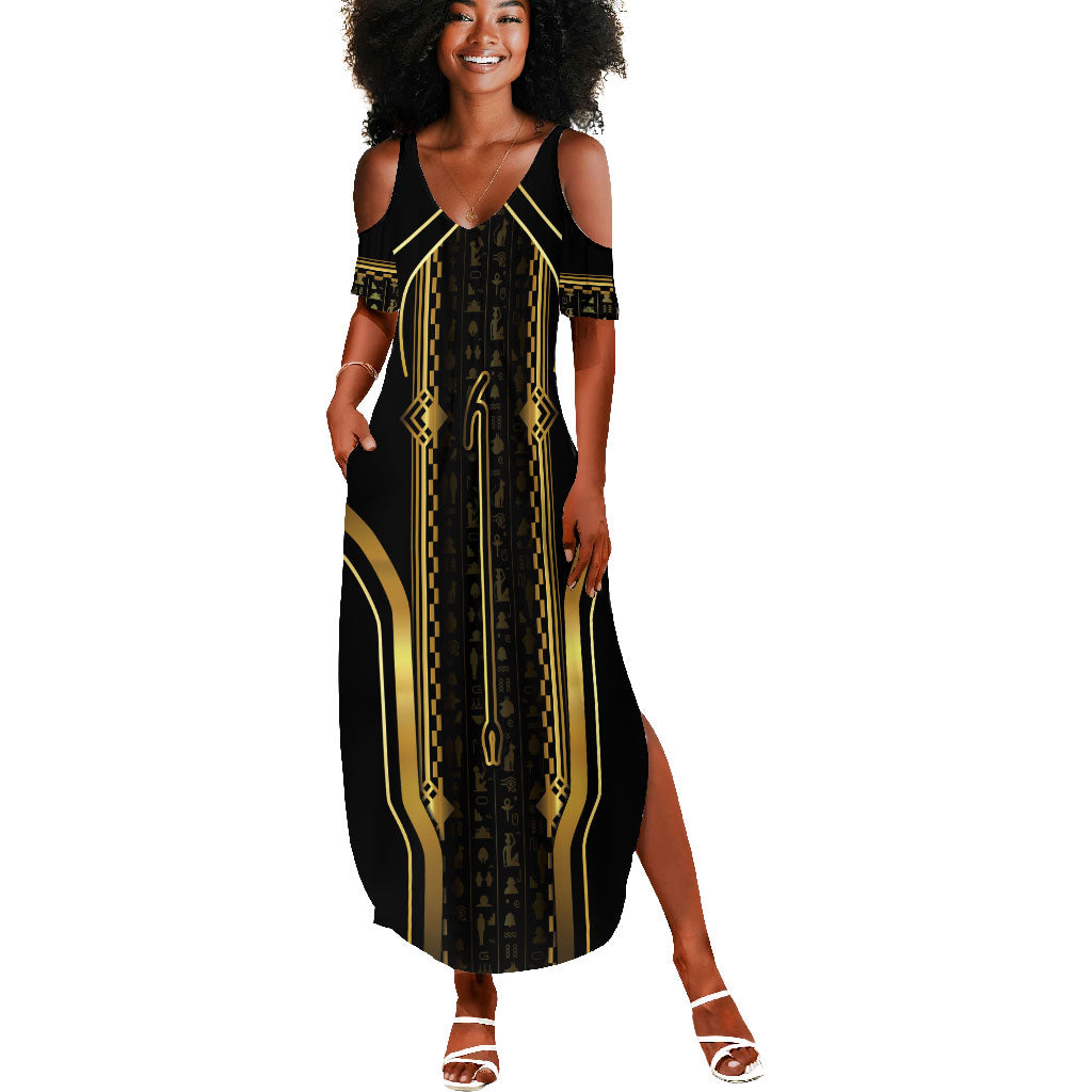 Personalized Egypt Was Sceptre Summer Maxi Dress Gold Pharaoh Patterns