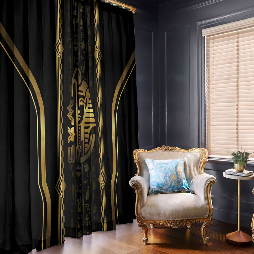 Egypt Was Sceptre Window Curtain Gold Pharaoh Patterns