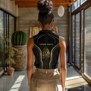 Personalized Egypt Was Sceptre Women Sleeveless Polo Shirt Gold Pharaoh Patterns