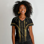 Personalized Egypt Was Sceptre Women V-Neck T-Shirt Gold Pharaoh Patterns