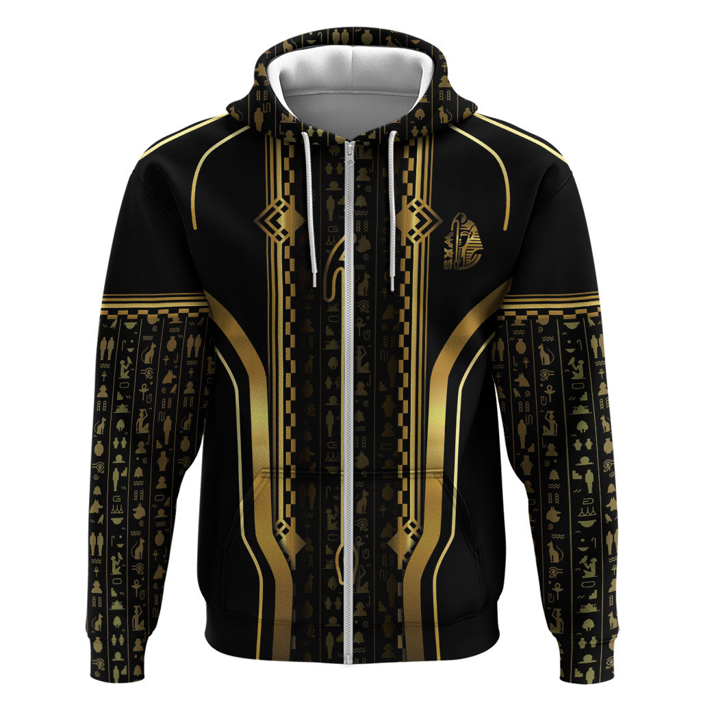 Personalized Egypt Was Sceptre Zip Hoodie Gold Pharaoh Patterns
