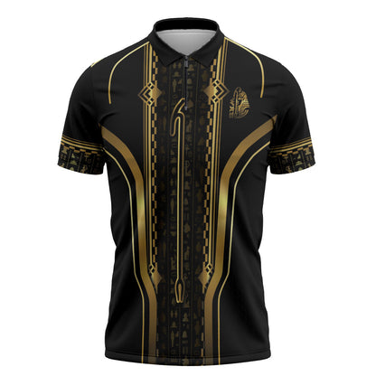 Personalized Egypt Was Sceptre Zipper Polo Shirt Gold Pharaoh Patterns