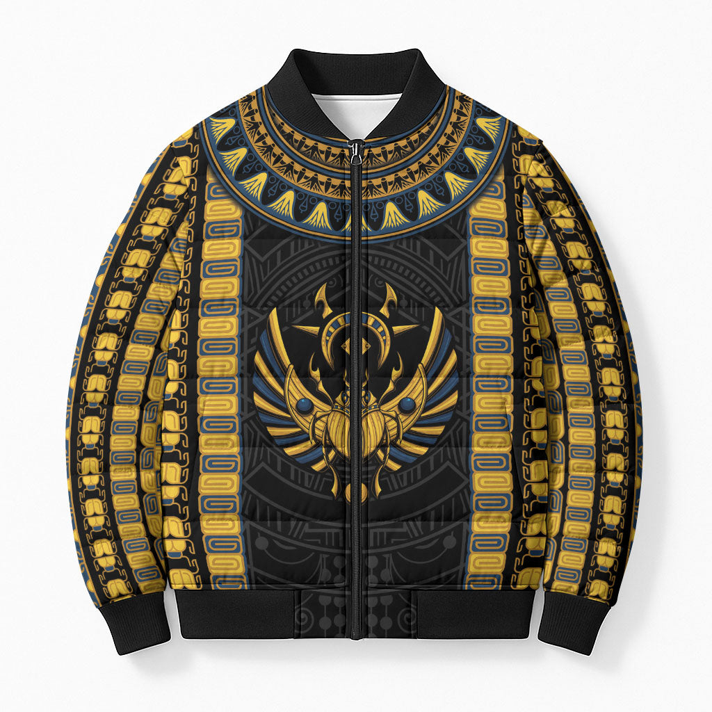 Egypt The Scarab Beetle Bomber Puffer Jacket Winged Solar Amulet Symbol
