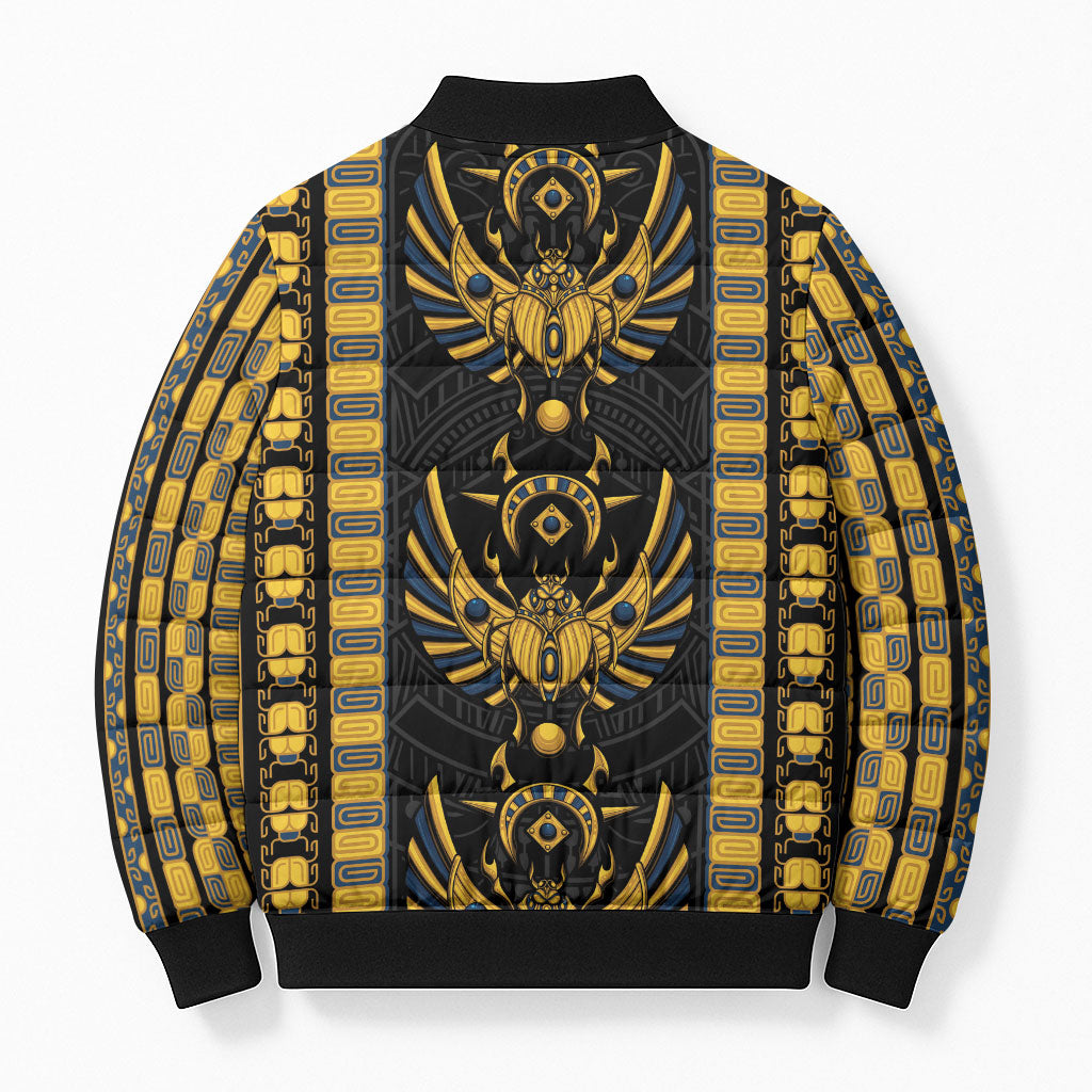 Egypt The Scarab Beetle Bomber Puffer Jacket Winged Solar Amulet Symbol