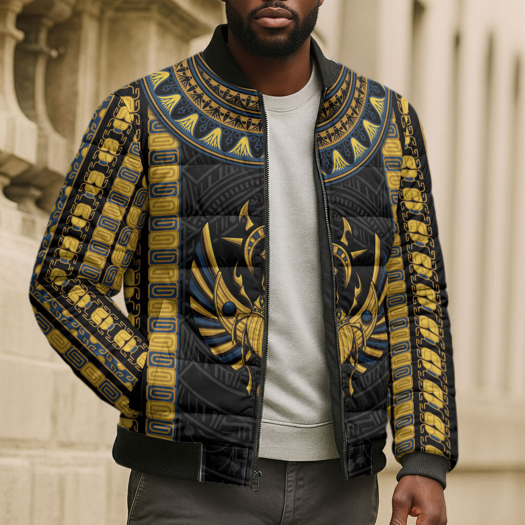 Egypt The Scarab Beetle Bomber Puffer Jacket Winged Solar Amulet Symbol