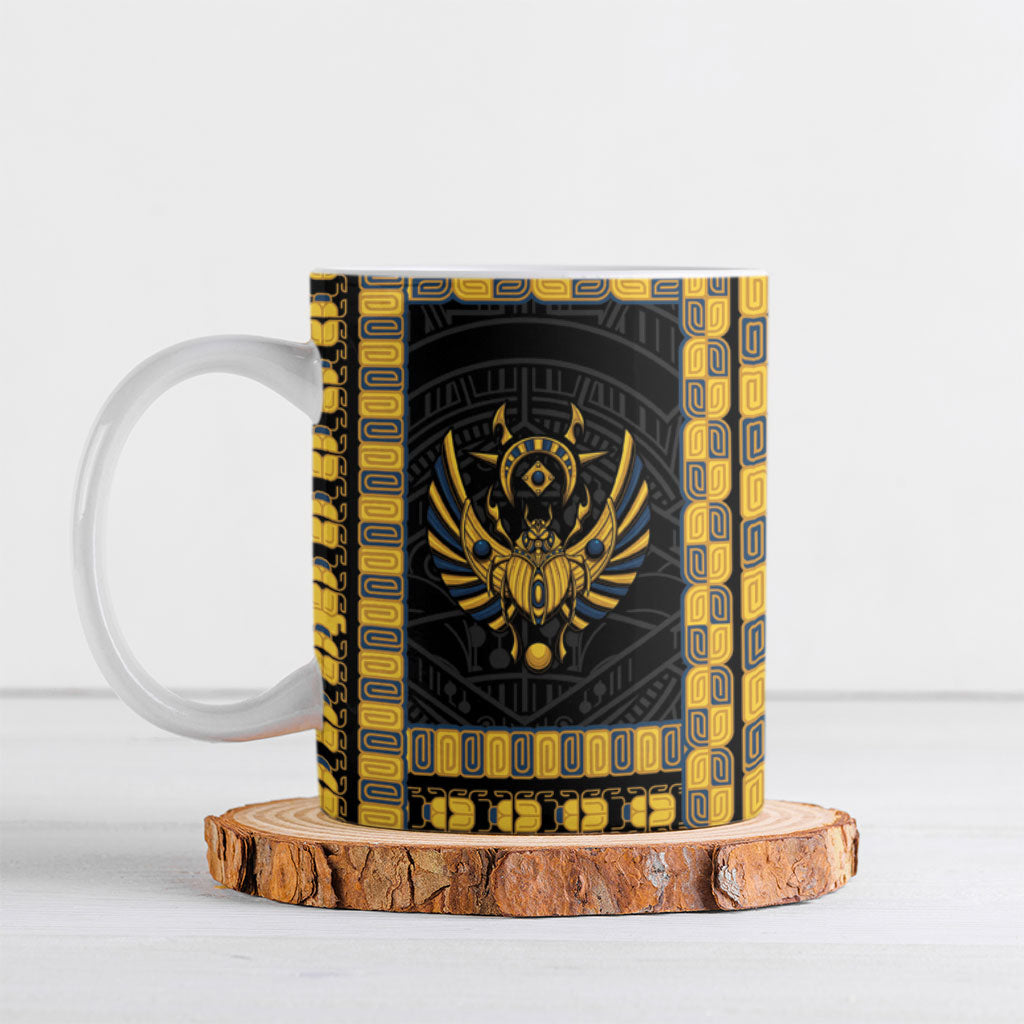 Egypt The Scarab Beetle Ceramic Mug Winged Solar Amulet Symbol
