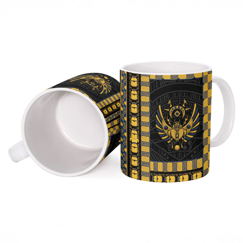 Egypt The Scarab Beetle Ceramic Mug Winged Solar Amulet Symbol