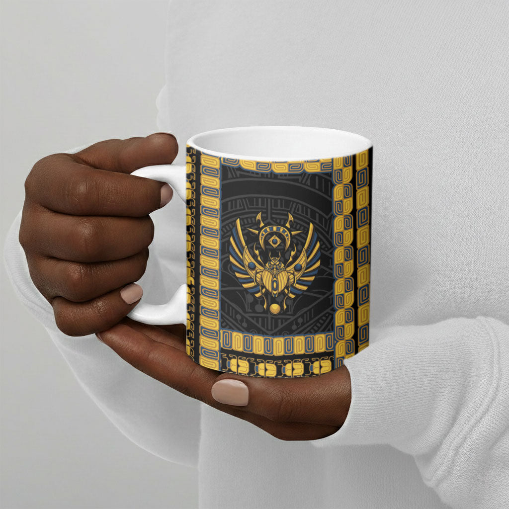 Egypt The Scarab Beetle Ceramic Mug Winged Solar Amulet Symbol