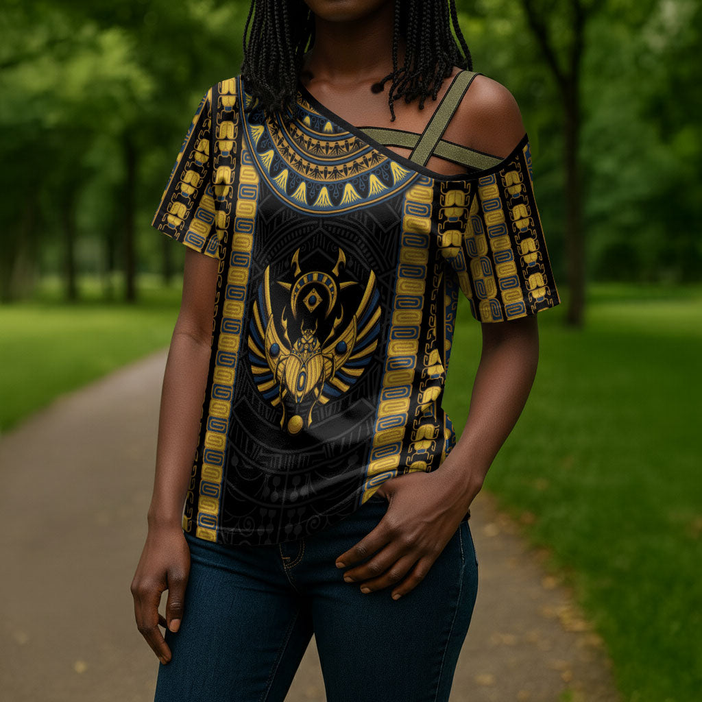 Egypt The Scarab Beetle Cross Shoulder Shirt Winged Solar Amulet Symbol