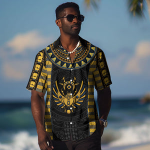 Egypt The Scarab Beetle Hawaiian Shirt Winged Solar Amulet Symbol