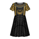 Egypt The Scarab Beetle Kid Short Sleeve Dress Winged Solar Amulet Symbol