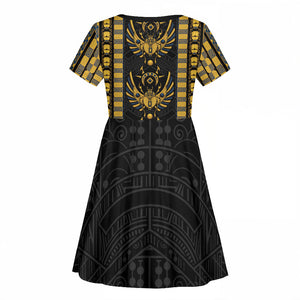Egypt The Scarab Beetle Kid Short Sleeve Dress Winged Solar Amulet Symbol