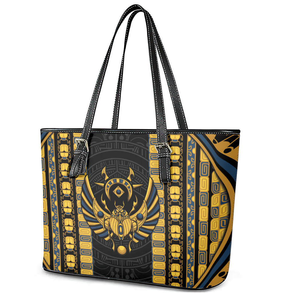 Egypt The Scarab Beetle Leather Tote Bag Winged Solar Amulet Symbol