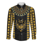 Egypt The Scarab Beetle Long Sleeve Button Shirt Winged Solar Amulet Symbol